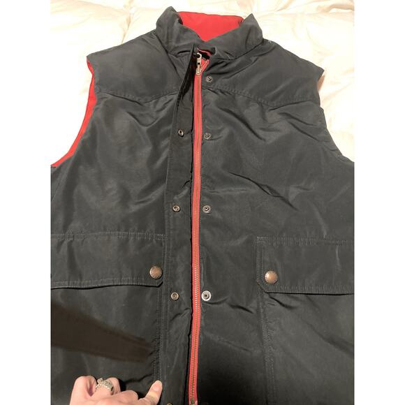 Vintage Polo Ralph Lauren Reversible Western Snap Puffer Red & Black Down Vest L - Picture 7 of 11